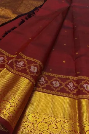 Exquisite Maroon Handloom Kanjeevaram Pure Silk Saree