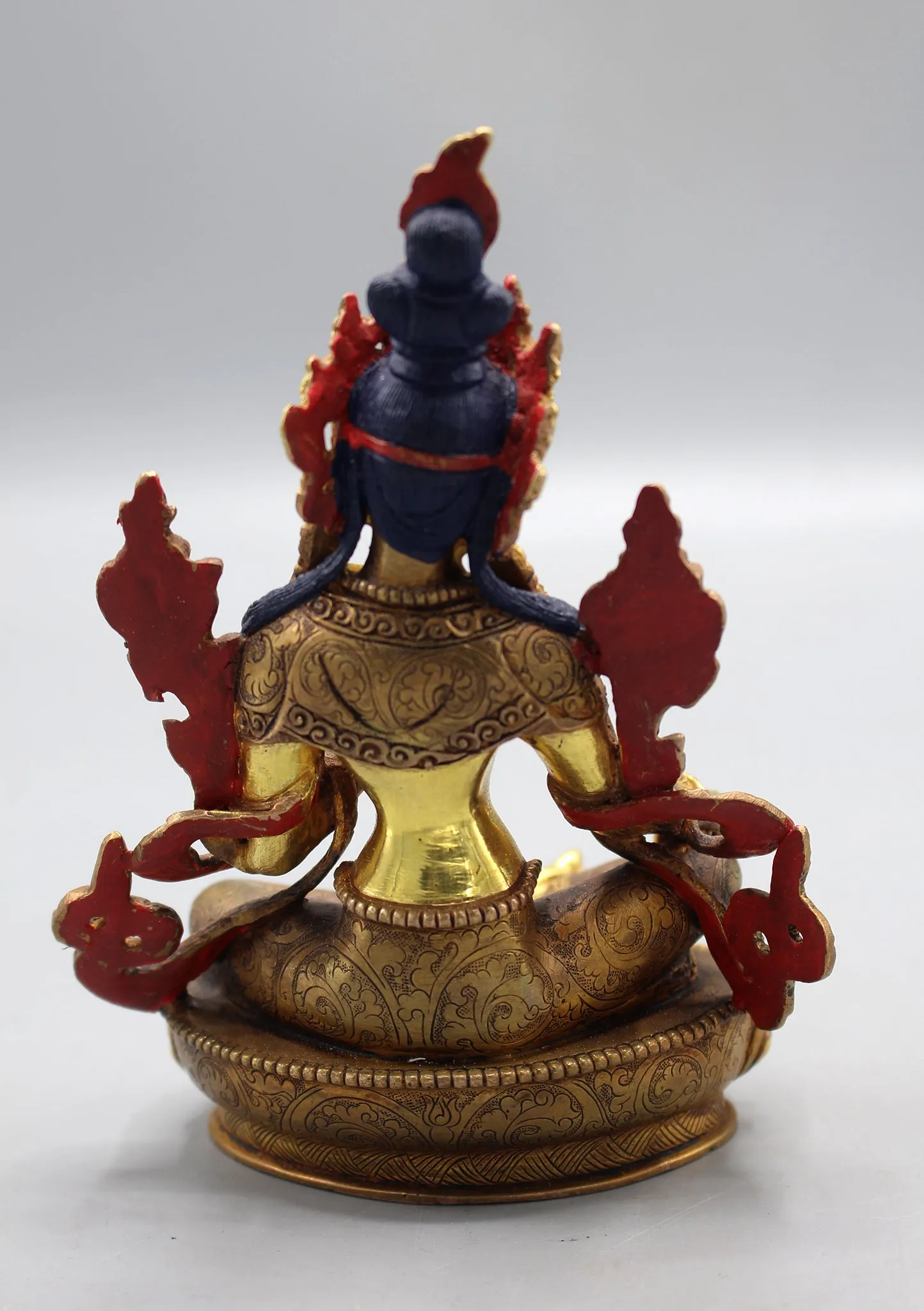 Exquisite Partly Gold Plated Copper Green Tara Statue 6"