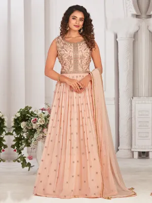 Exquisite Pink Georgette Floor Length Gown By Suvidha