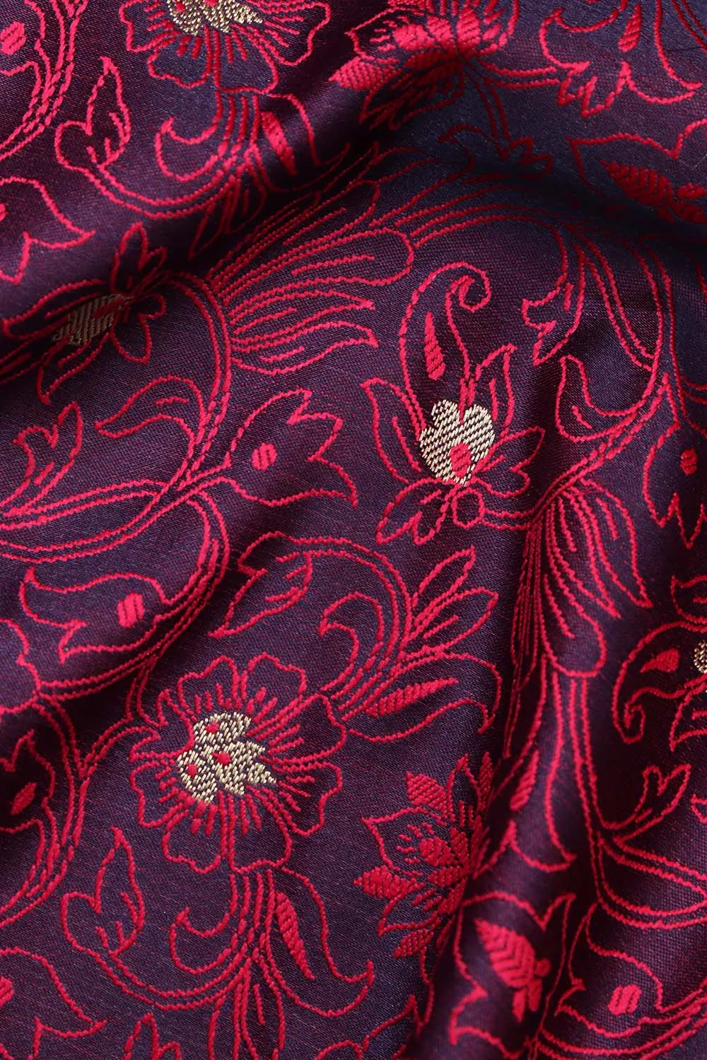 Exquisite Purple Banarasi Tanchui Silk Fabric ( 1 Mtr )