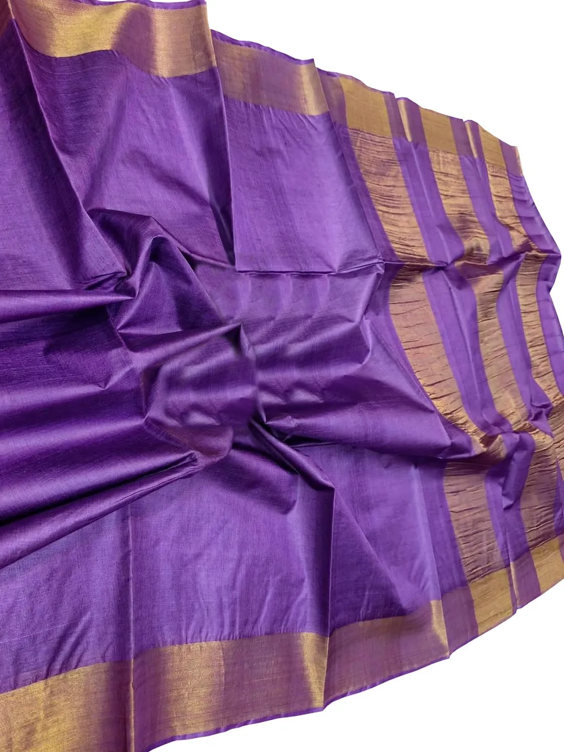 Exquisite Purple Bhagalpur Handloom Tussar Silk Saree