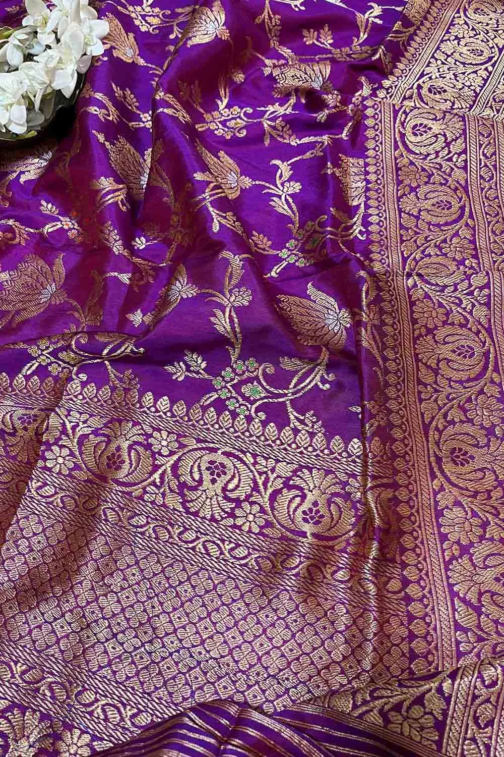 Exquisite Purple Handloom Banarasi Silk Meenakari Dupatta