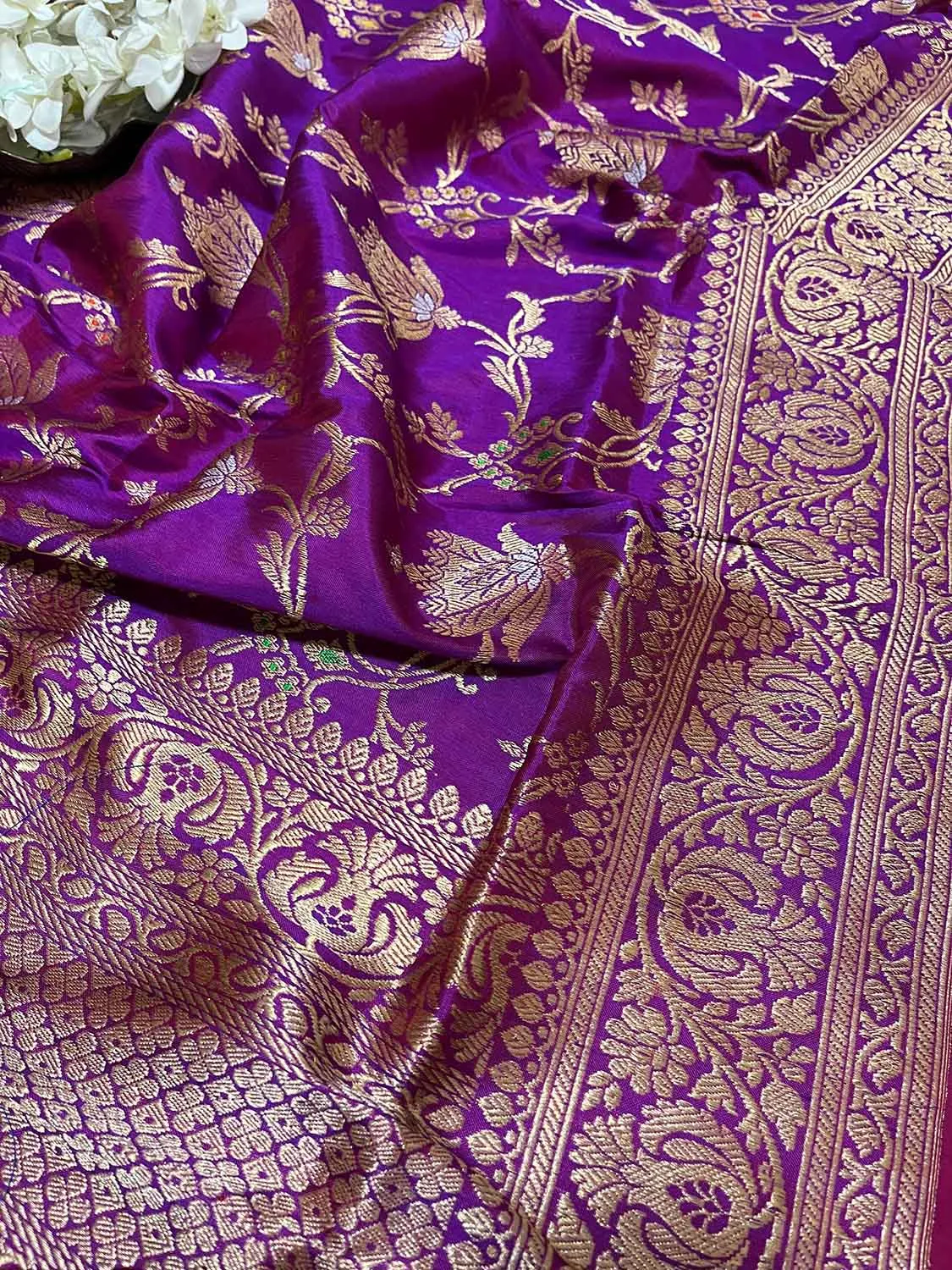 Exquisite Purple Handloom Banarasi Silk Meenakari Dupatta