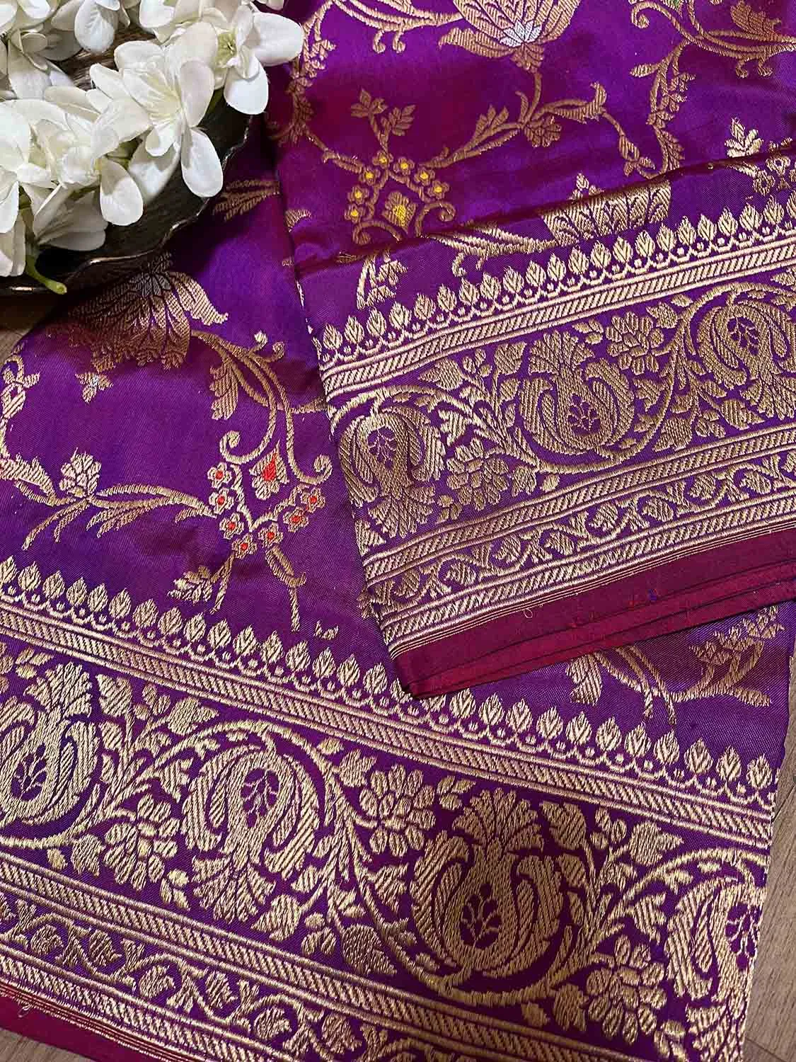 Exquisite Purple Handloom Banarasi Silk Meenakari Dupatta