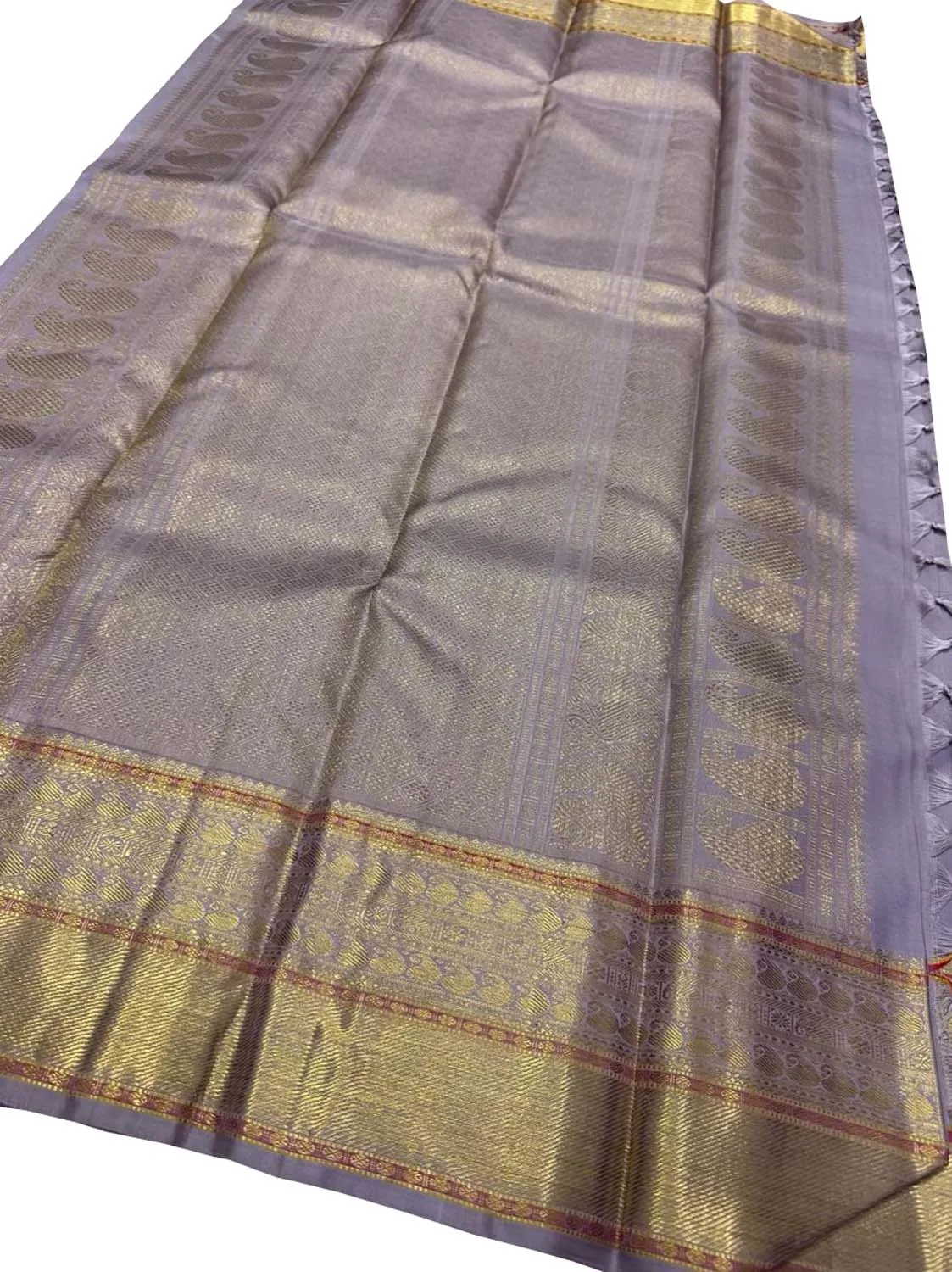 Exquisite Purple Handloom Kanjeevaram Pure Silk Saree