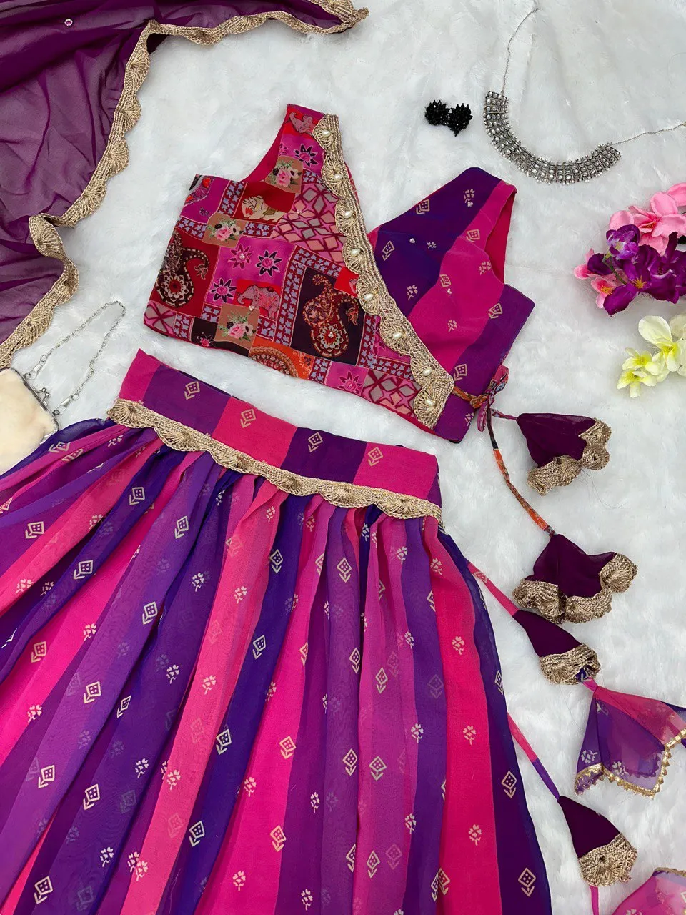 Exquisite Purple Real Kalamkari Lehenga with Modern Touch
