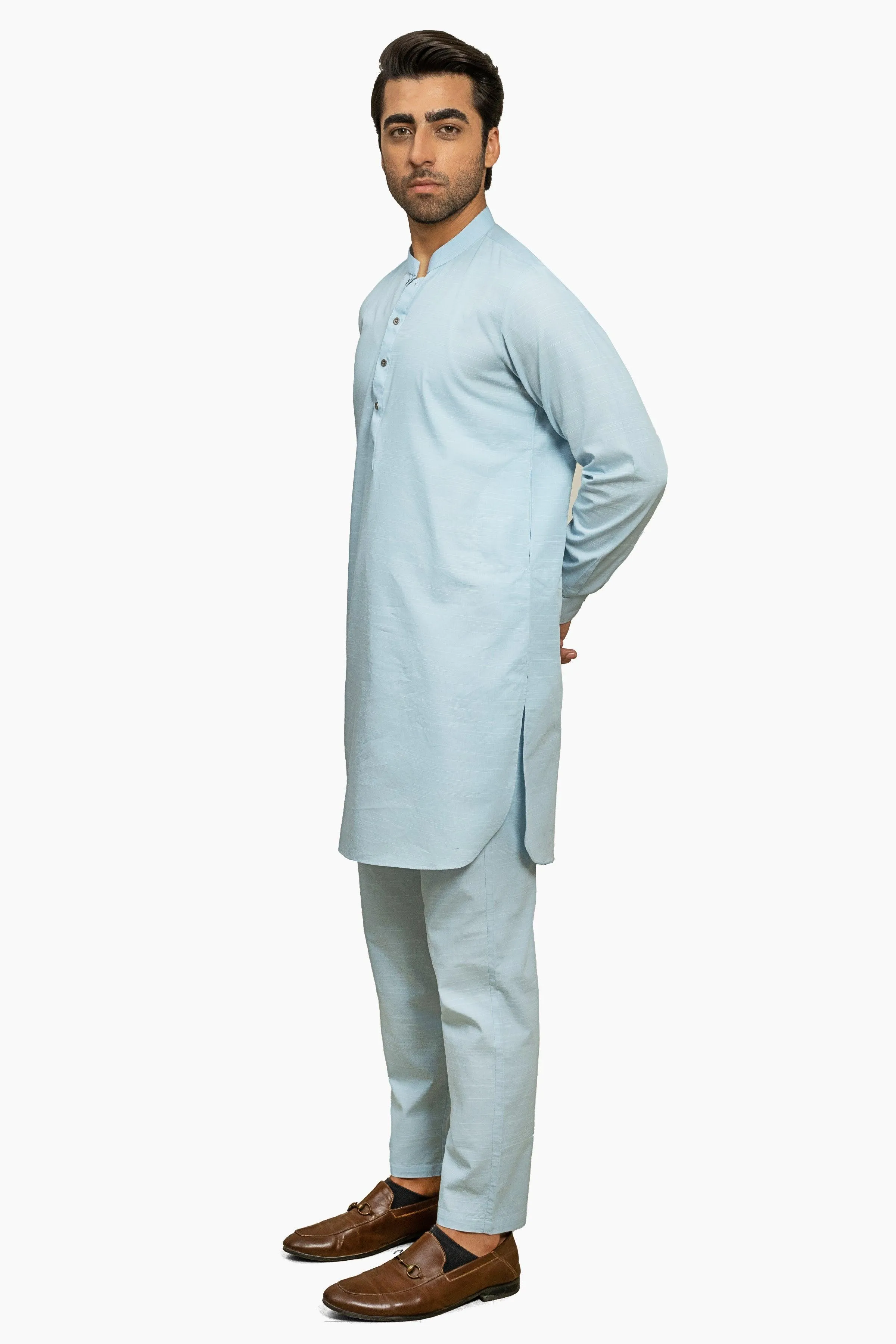 EXQUISITE TEXTURED KURTA PAJAMA SKY BLUE