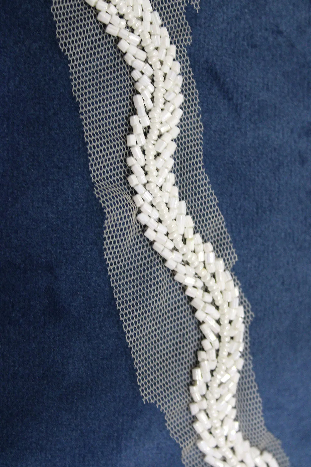 Exquisite White Lace with Intricate Handwork Embellishments