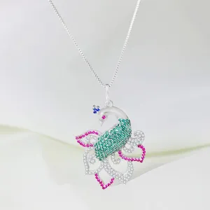 Exquisite Zavya 925 Silver Pendant with Peacock style