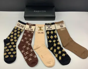 Fash Cotton 5 Pairs Exquisite Designed Socks