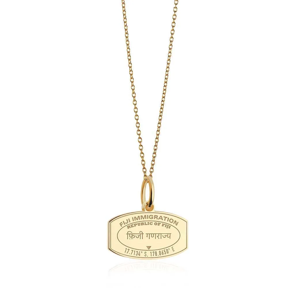 Fiji Passport Stamp Charm Solid Gold