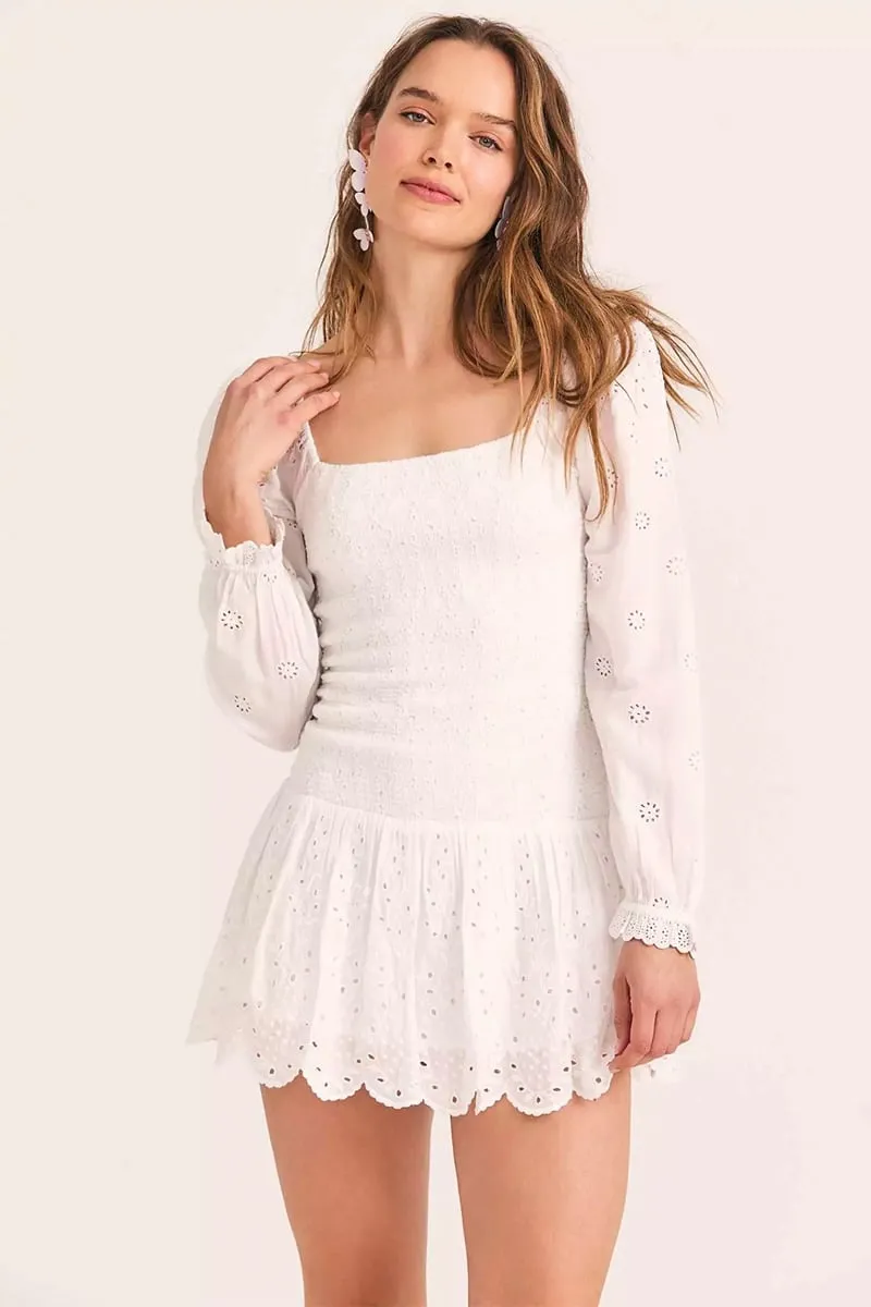 Flirty Vacay Graceful Eyelet Mini Dress