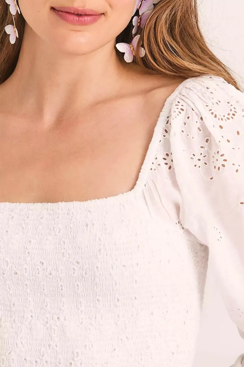 Flirty Vacay Graceful Eyelet Mini Dress