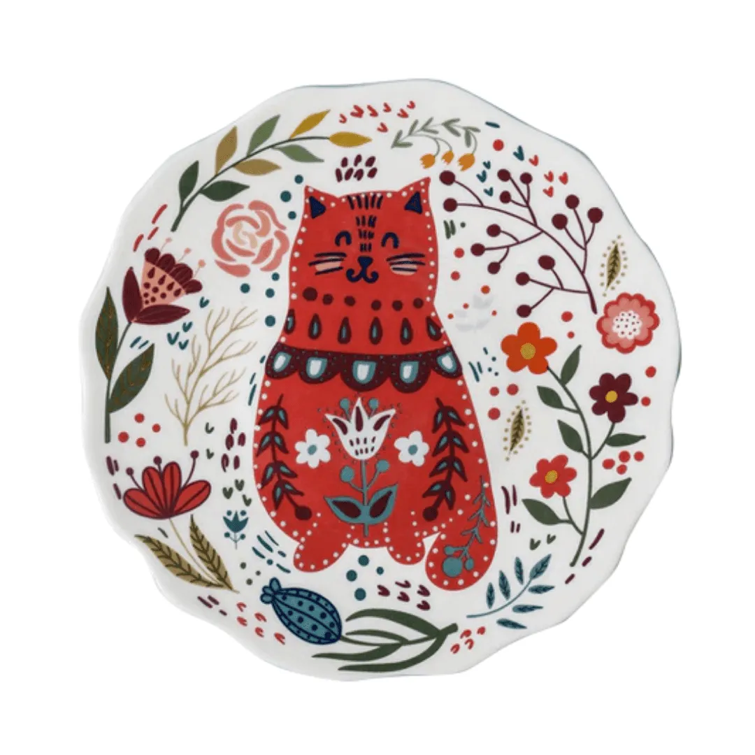 Flowers and Cat Plate