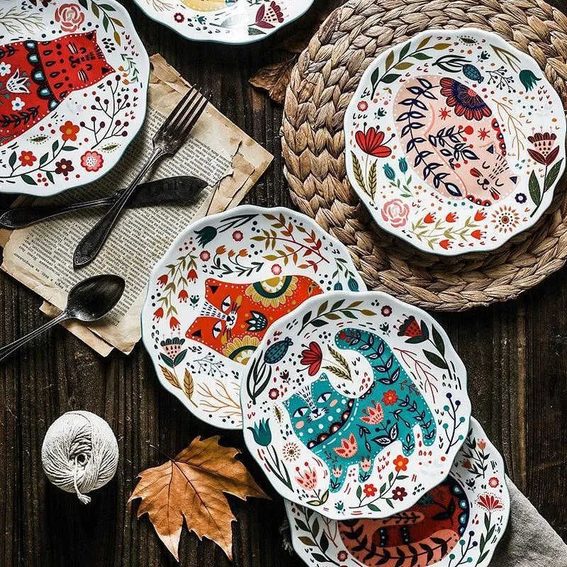 Flowers and Cat Plate