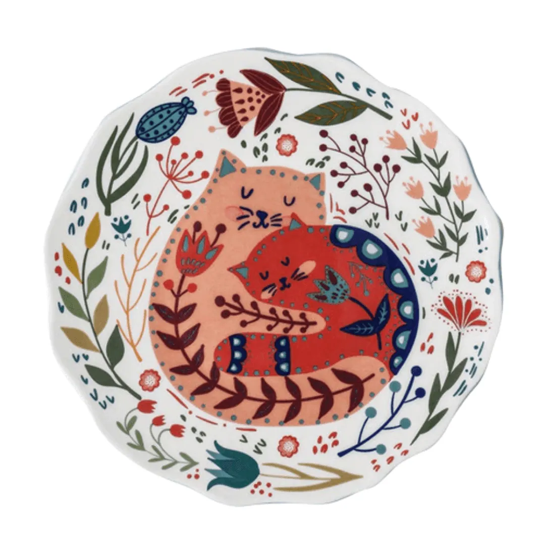 Flowers and Cat Plate