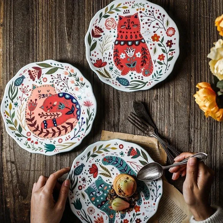 Flowers and Cat Plate