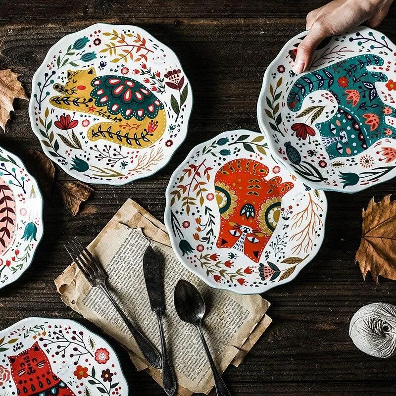 Flowers and Cat Plate