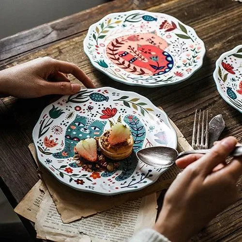 Flowers and Cat Plate