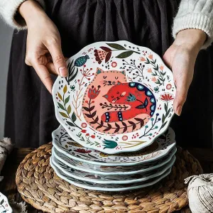 Flowers and Cat Plate