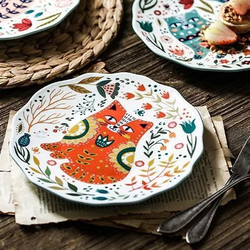 Flowers and Cat Plate