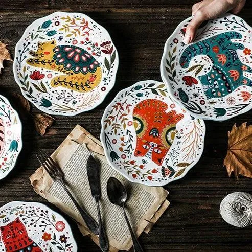 Flowers and Cat Plate