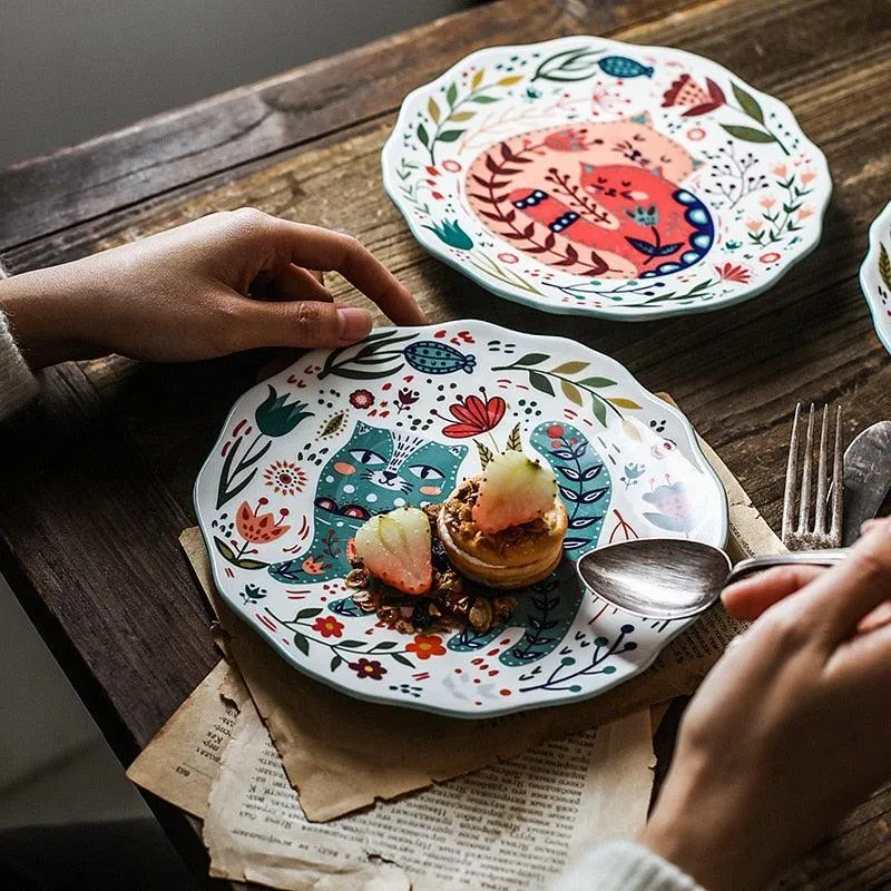Flowers and Cat Plate