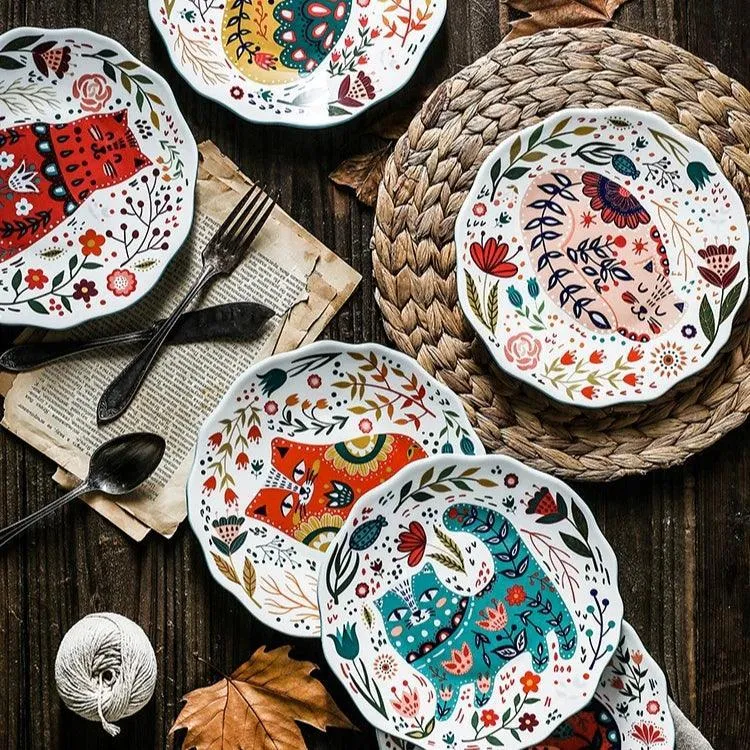 Flowers and Cat Plate