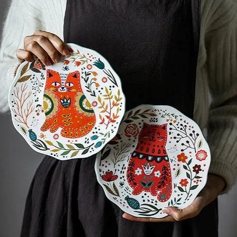Flowers and Cat Plate