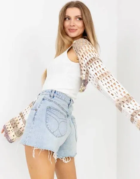 Free People Gia Crochet Shrug Shell Combo
