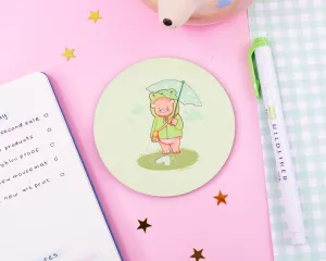 Froggo & Bear Coaster | Cottagecore Frog Drink Coaster | Whimsical Nature Desk Decor