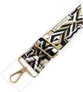 Geo Printed Fabric Shoulder Strap in Black and Brown