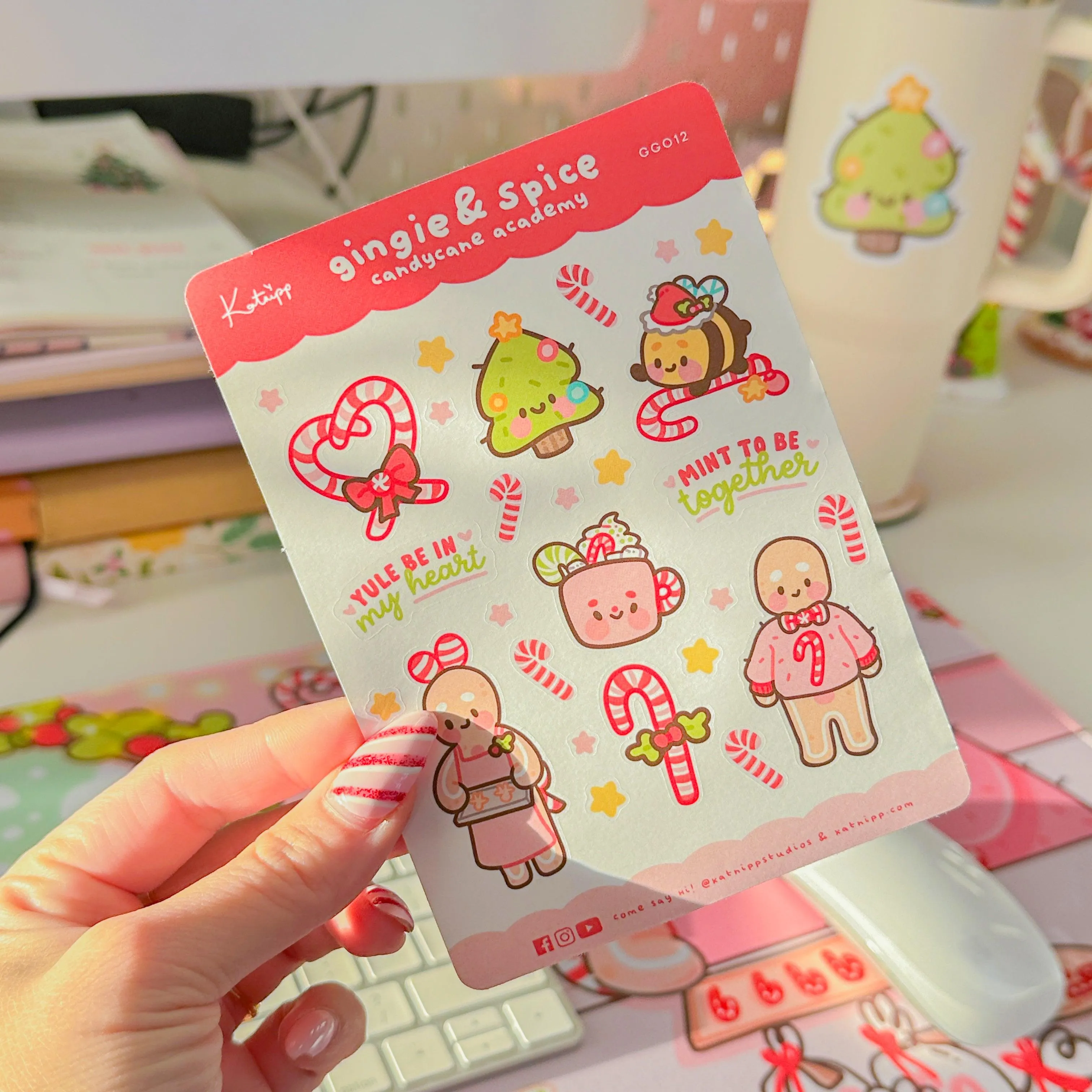 Gingie & Spice Candy Cane Academy Sticker Sheet │ Cute Christmas Planner Stickers │ Holiday Envelope Seals │ GG012