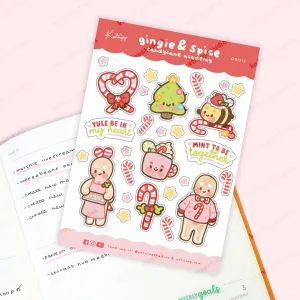 Gingie & Spice Candy Cane Academy Sticker Sheet │ Cute Christmas Planner Stickers │ Holiday Envelope Seals │ GG012