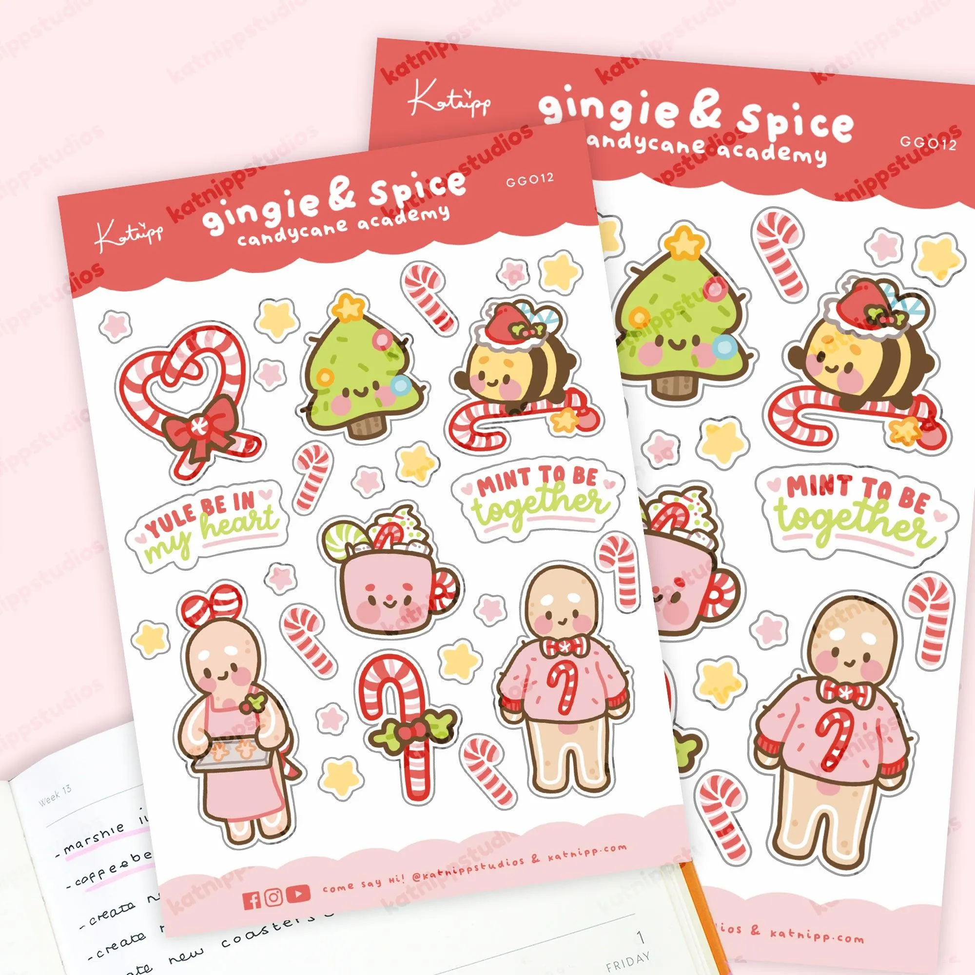 Gingie & Spice Candy Cane Academy Sticker Sheet │ Cute Christmas Planner Stickers │ Holiday Envelope Seals │ GG012