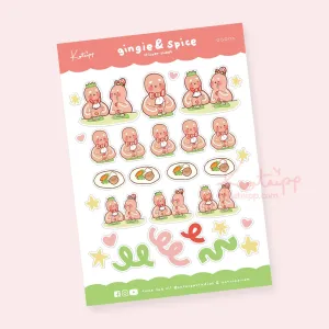 Gingie & Spice Christmas Dinner Sticker Sheet │ Cute Holiday Planner Stickers │ Kawaii Festive Meal Decorations │ GG006