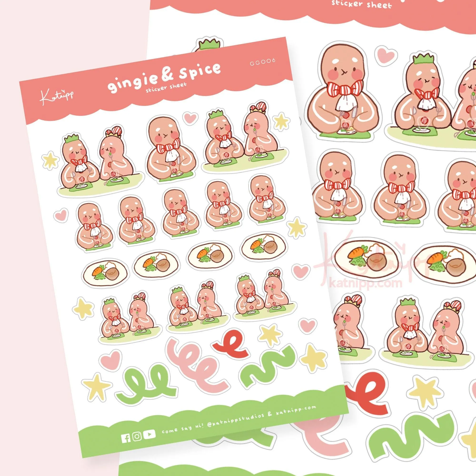 Gingie & Spice Christmas Dinner Sticker Sheet │ Cute Holiday Planner Stickers │ Kawaii Festive Meal Decorations │ GG006