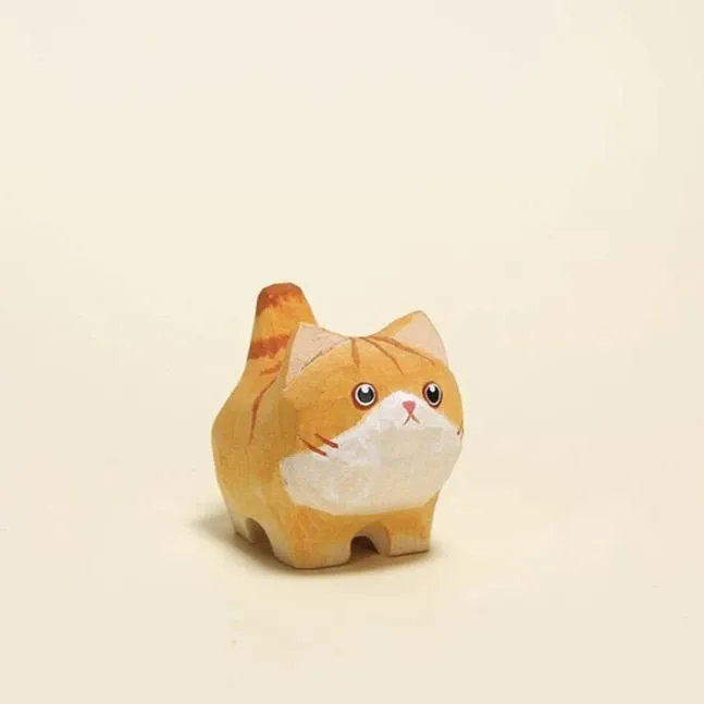 Gohobi Handcrafted Wooden Big Eyes Cat Ornament