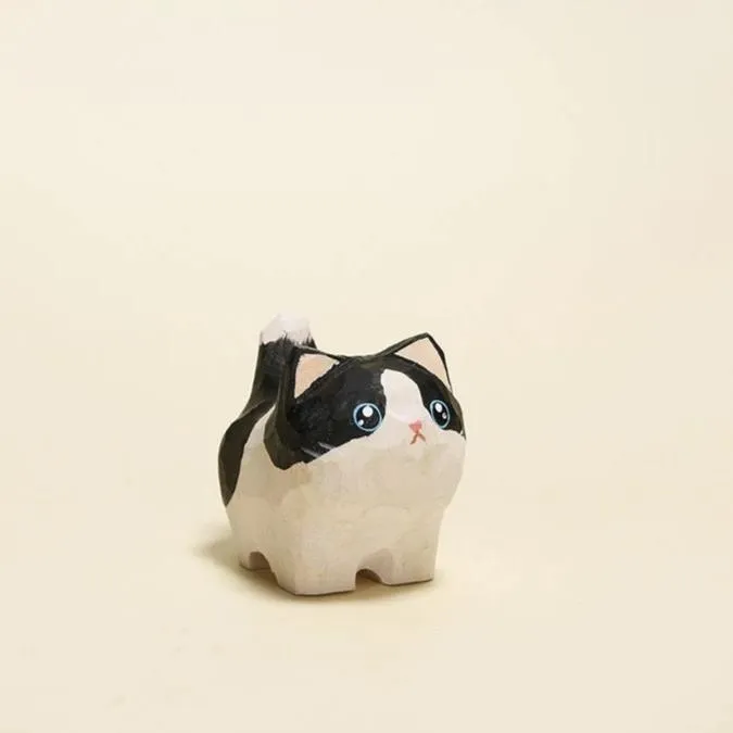 Gohobi Handcrafted Wooden Big Eyes Cat Ornament