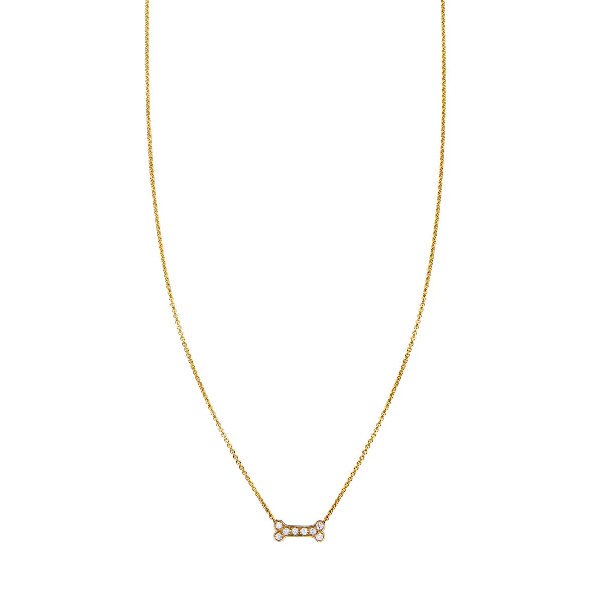 Gold & Diamond Dog Bone Necklace
