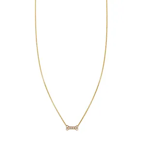 Gold & Diamond Dog Bone Necklace