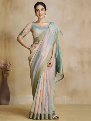 Graceful Grey Silk Digital Printed Fancy Saree