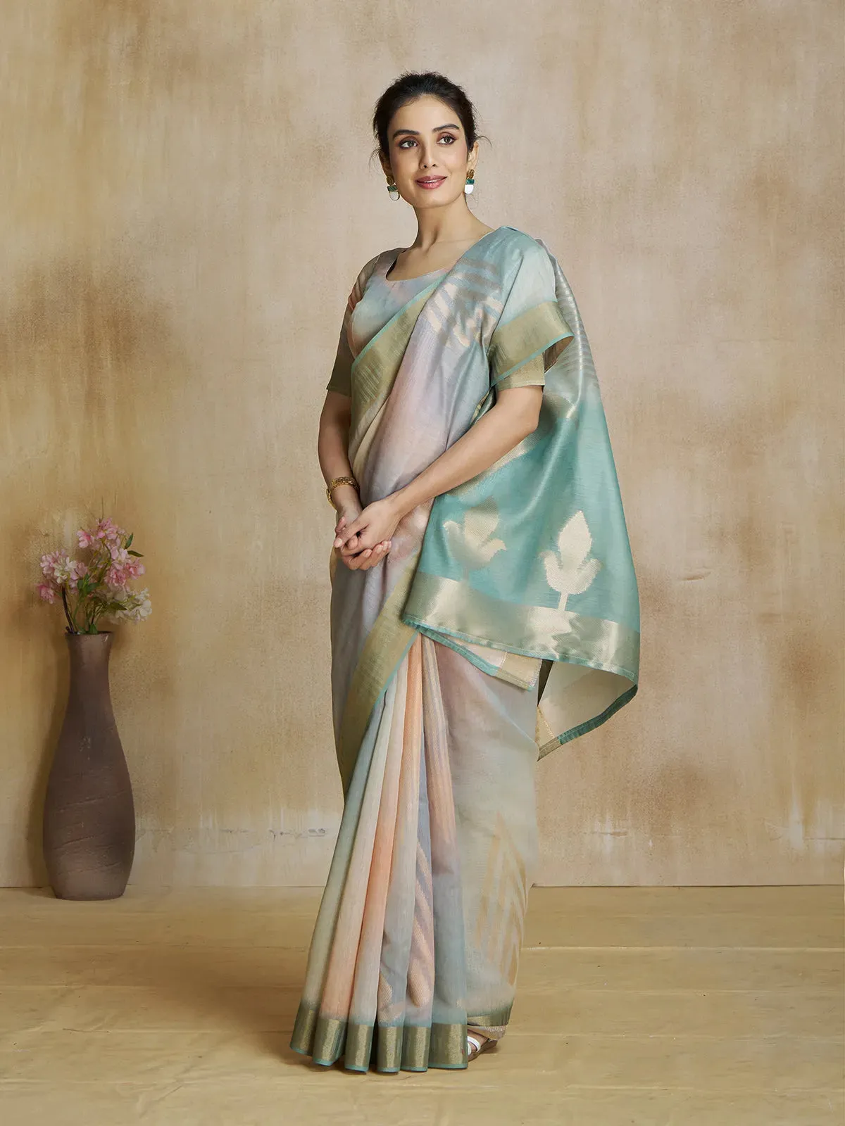 Graceful Grey Silk Digital Printed Fancy Saree