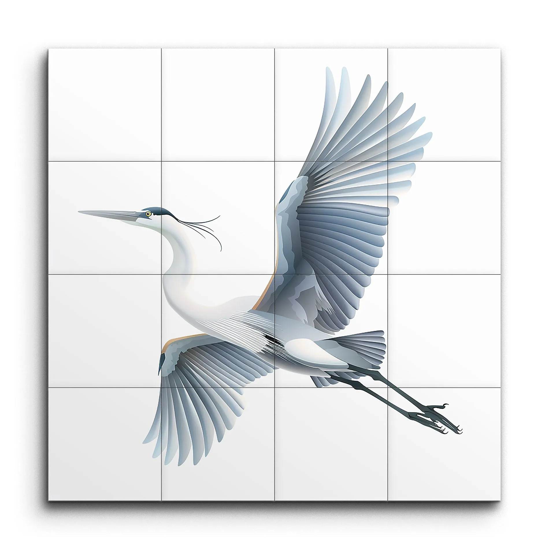 Graceful Heron in Flight: Modern Minimalist Art