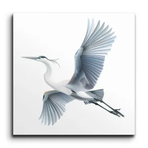 Graceful Heron in Flight: Modern Minimalist Art