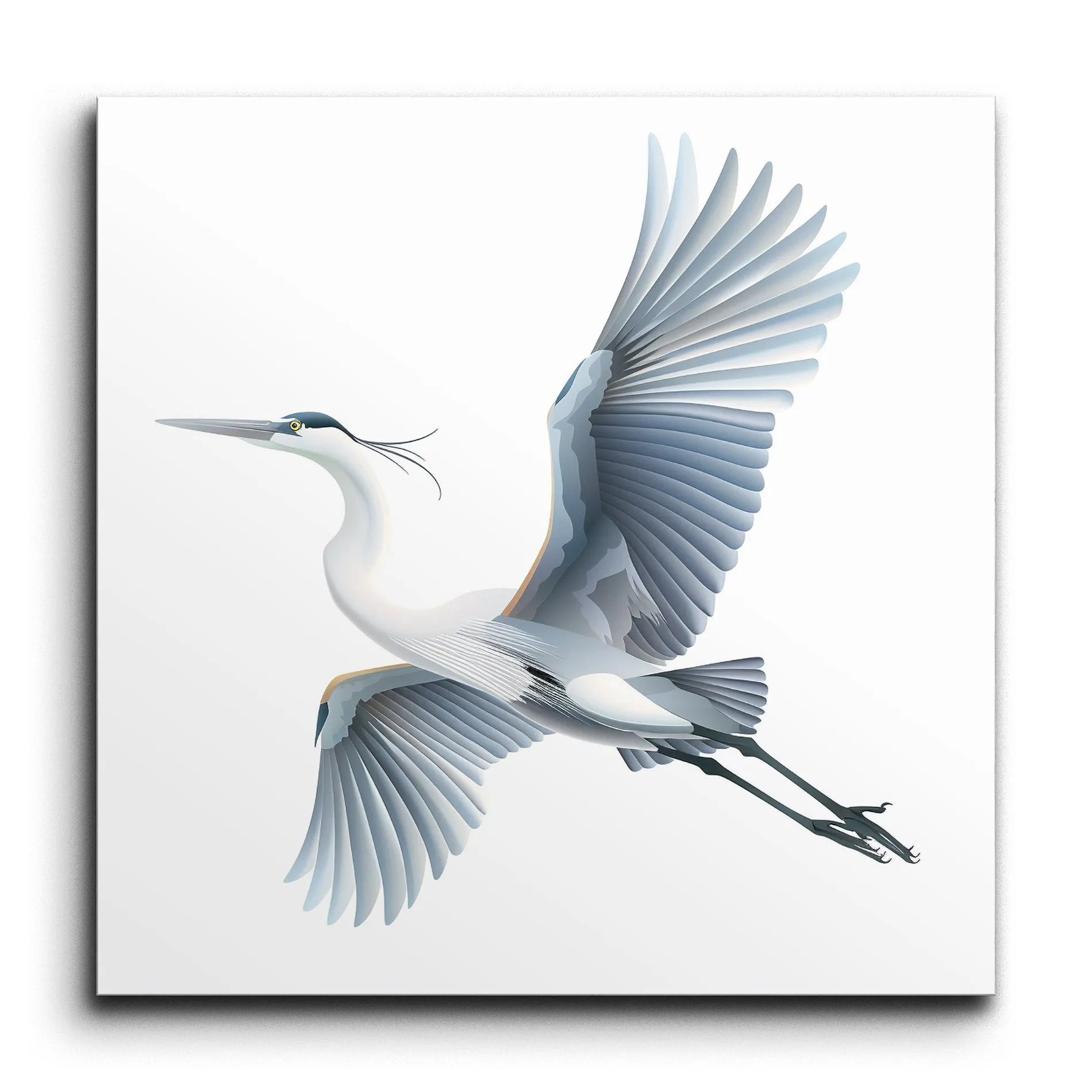 Graceful Heron in Flight: Modern Minimalist Art