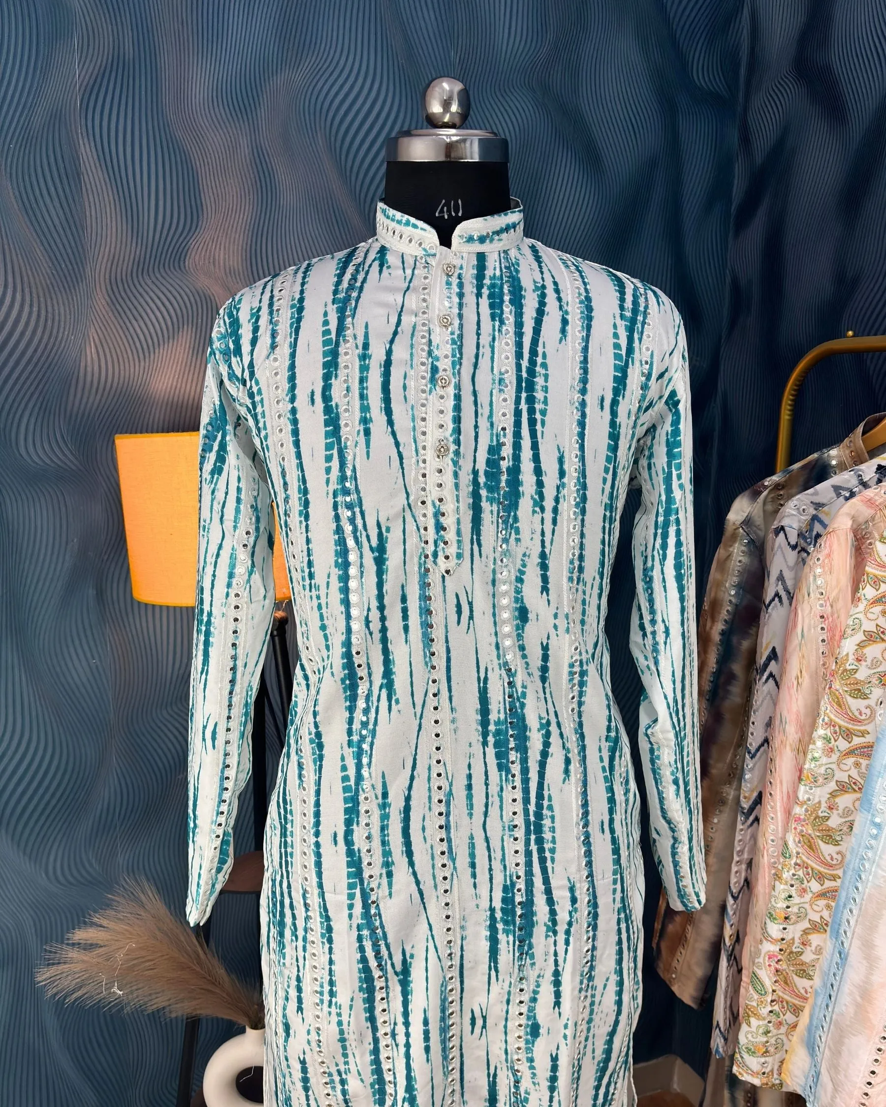 Graceful Stripes Mirror Work Kurta