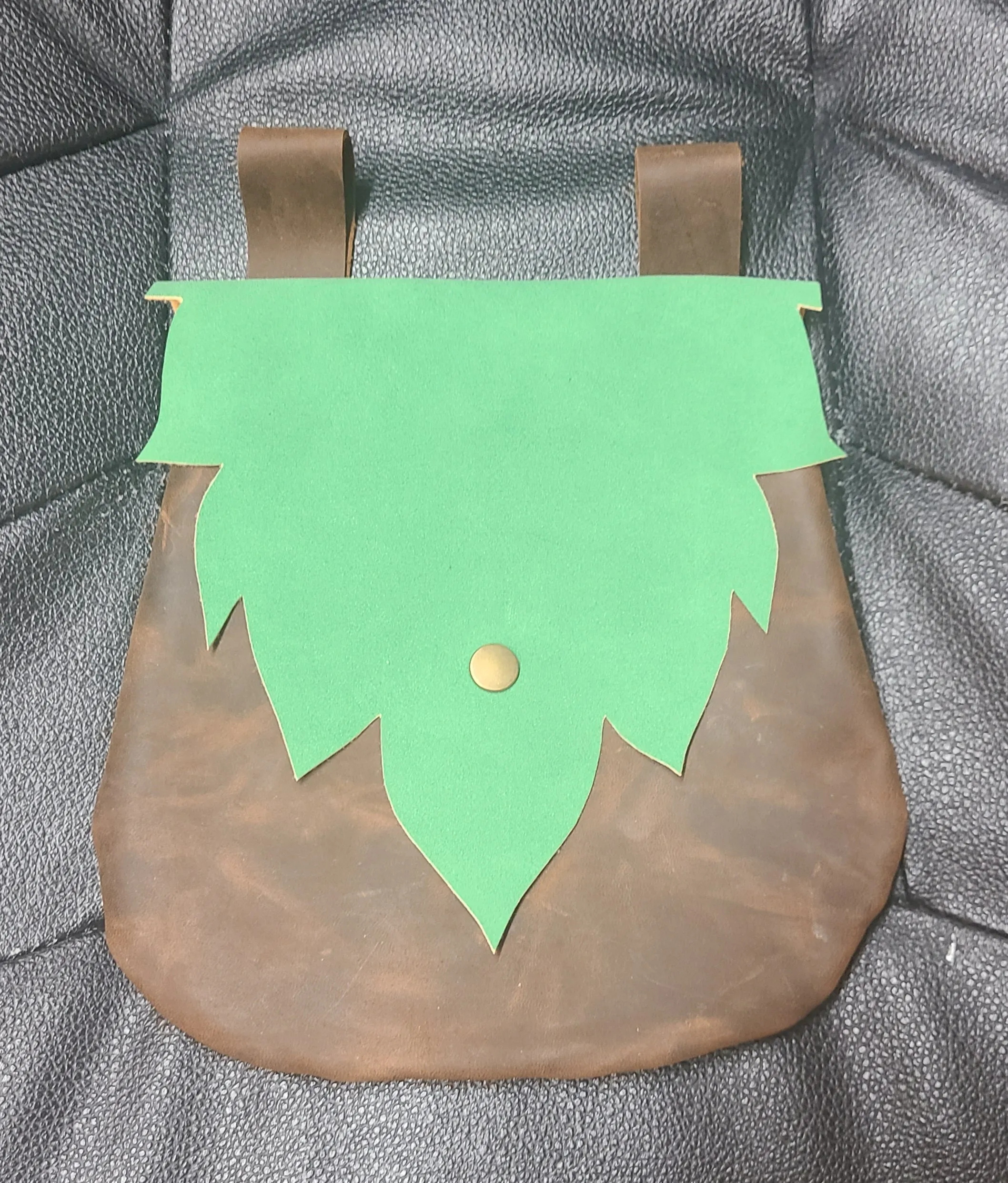 Green Faux Suede and Leather Leaf Belt Bag