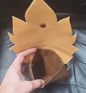Green Faux Suede and Leather Leaf Belt Bag