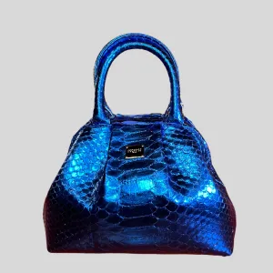 Handbag in Python Leather - Blue